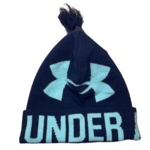 UNDER ARMOUR | UNDER ARMOUR DARK & LIGHT BLUE BEANIE + TASSLE, OS